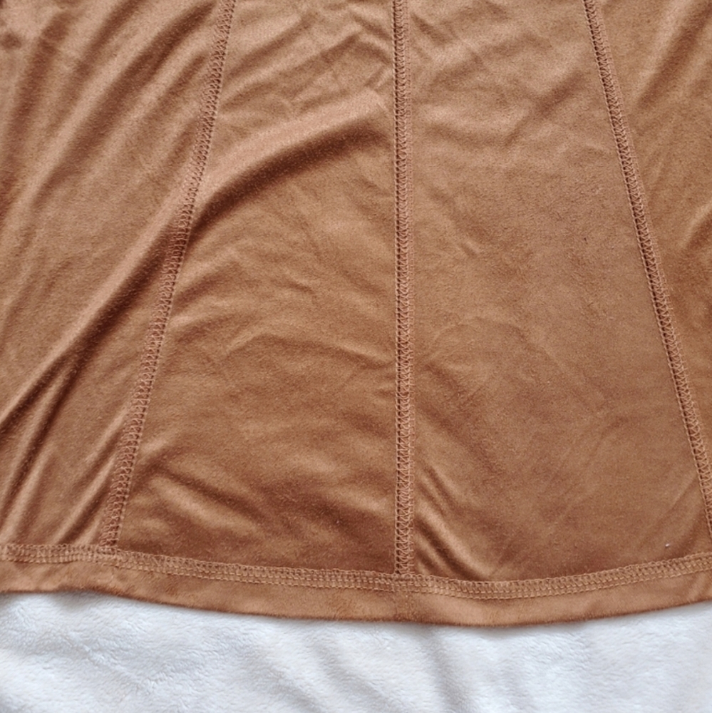 SUPER Soft Y2K buttery Faux Suede Camel Skater Skirt- XS - Picture 11 of 16